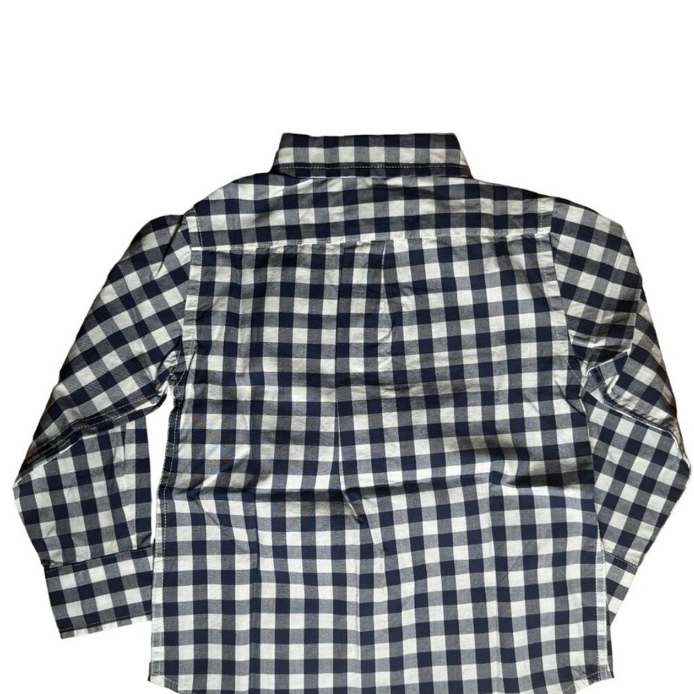 J Crew Button Down Navy Crewcuts Boys Checkered Kids' Navy Long-Sleeve Flex - Picture 4 of 8